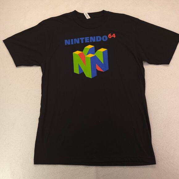 Nintendo 64 Crew Neck Graphic Short Sleeve T Shirt Adult Mens Size XLT Black - Picture 2 of 9
